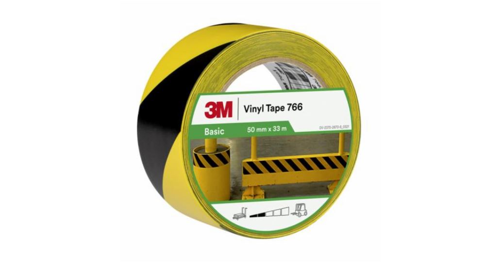 3M™ Genel Amaçlı Uyarı ve İşaretleme Bandı 766, Sarı/Siyah, 50 mm x 33 m