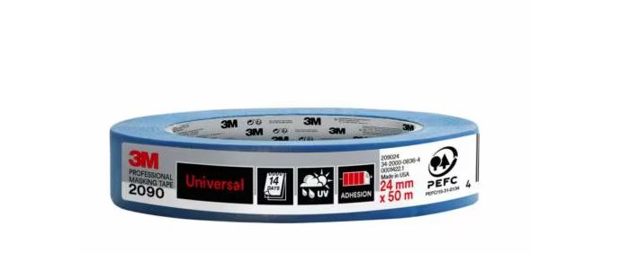 3M™ Profesyonel Maskeleme Bandı 2090, Genel Kullanım Amaçlı, 24 mm x 50 m